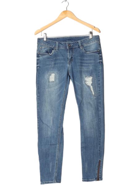 Distressed Jeans mit Reißverschluss-Details
