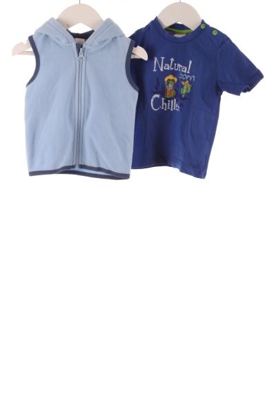 Baby T-Shirt und Fleece-Weste mit Dino-Kapuze